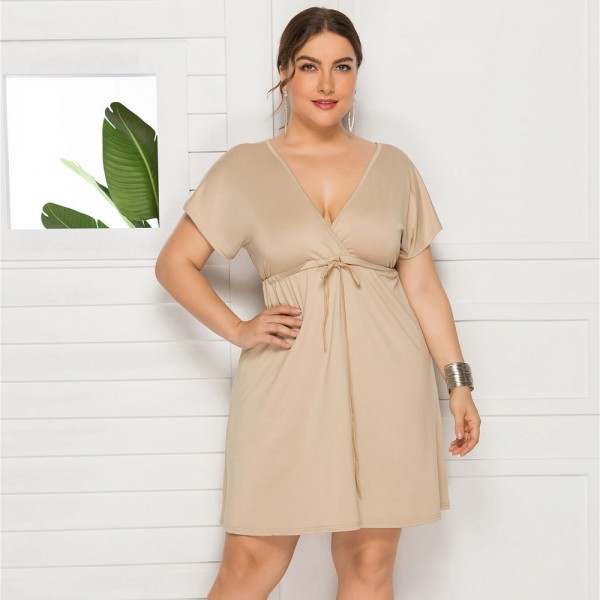Summer Casual Plus Size Dress in Khaki