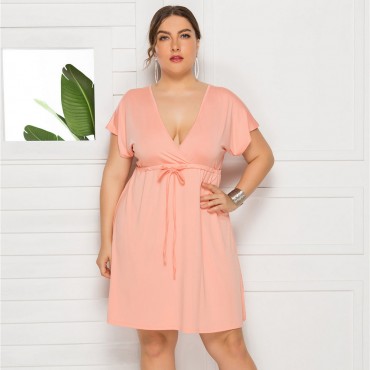 Summer Casual Plus Size Dress in Pink