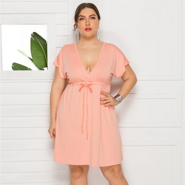 Summer Casual Plus Size Dress in Pink