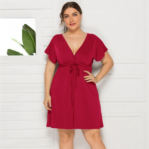 Summer Casual Plus Size Dress in Red