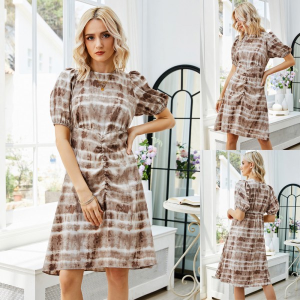 Summer Beach Vacation Slim Dress in Brown