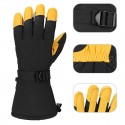 Winter Cowhide Warm Ski Gloves in Black and Yellow - SGHFY0005-FY