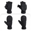 Polar Fleece Flip Cover Thermal Gloves in Black - SGHFY0017-B