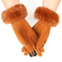 Deerskin Touch Screen Ladies Thermal Gloves in Khaki - SGHFY0020-K