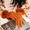 Deerskin Touch Screen Ladies Thermal Gloves in Khaki - SGHFY0020-K
