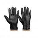 Winter Mens Driving Leather Thermal Gloves in Black - SGHFY0022-B