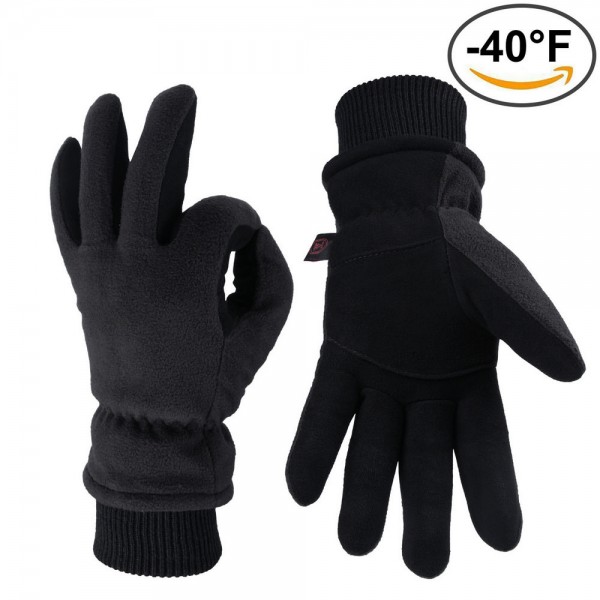 Deerskin Warm and Cold-proof Ski Gloves in Black