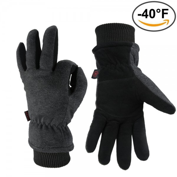 Deerskin Warm and Cold-proof Ski Gloves in Gray