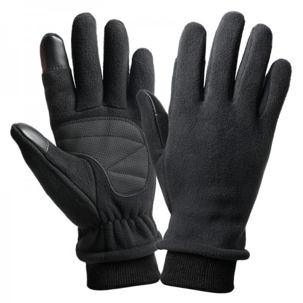 Polar Fleece Touchscreen Thermal Gloves in Black