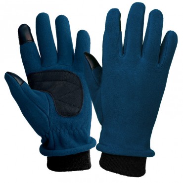 Polar Fleece Touchscreen Thermal Gloves in Navy Blue