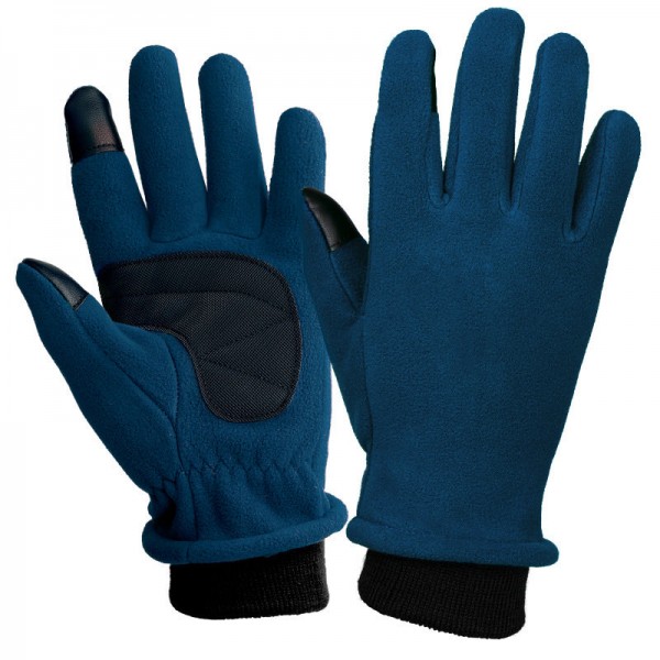 Polar Fleece Touchscreen Thermal Gloves in Navy Blue