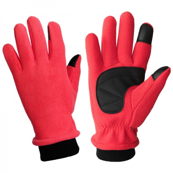 Polar Fleece Touchscreen Thermal Gloves in Red
