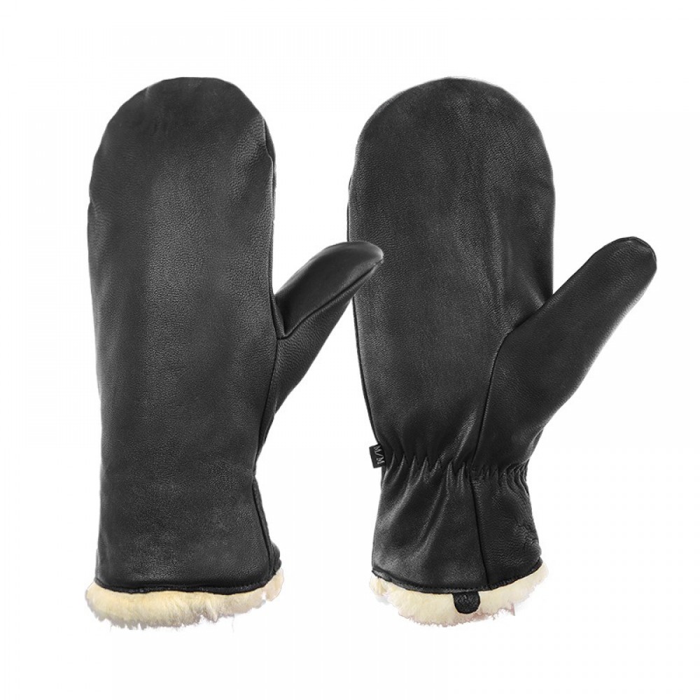 Sheepskin Thermal Ski Gloves in Black - SGHFY0006-B