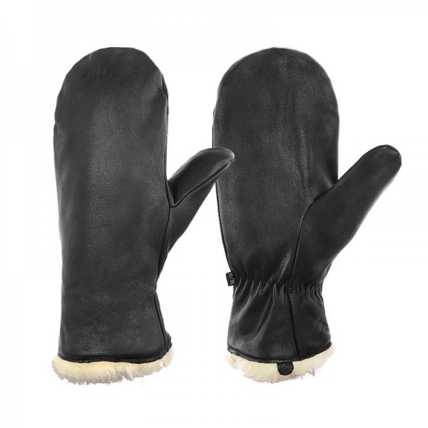 Sheepskin Thermal Ski Gloves in Black