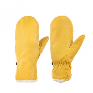Sheepskin Thermal Ski Gloves in Yellow