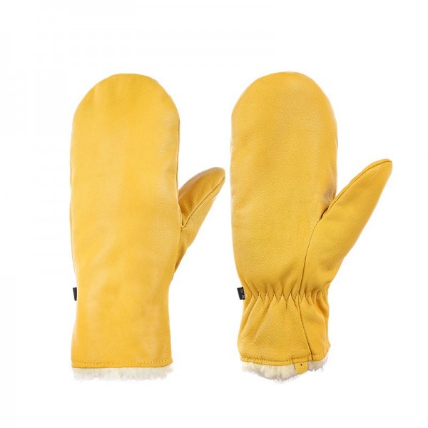 Sheepskin Thermal Ski Gloves in Yellow