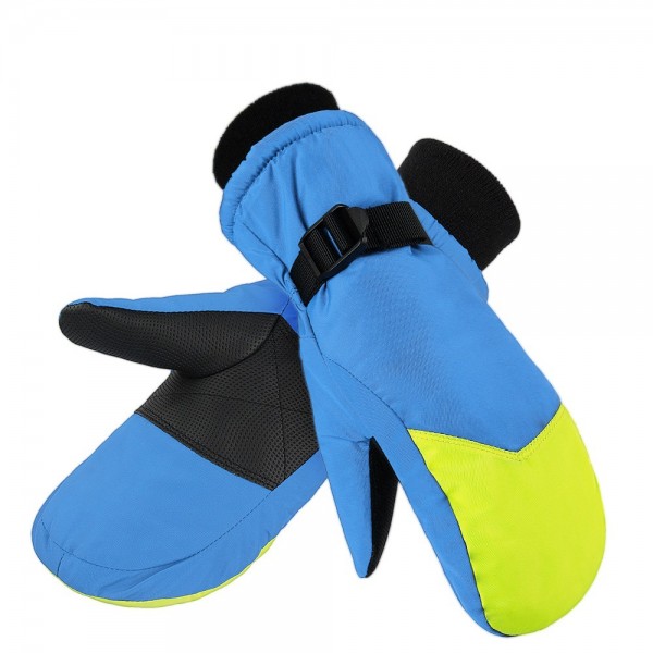 Windproof Thermal Ski Gloves in Blue and Yellow