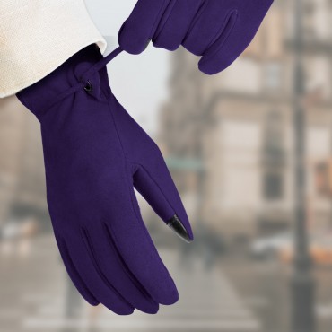 Fashion Deerskin Thermal Gloves in Purple