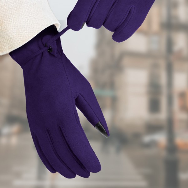 Fashion Deerskin Thermal Gloves in Purple