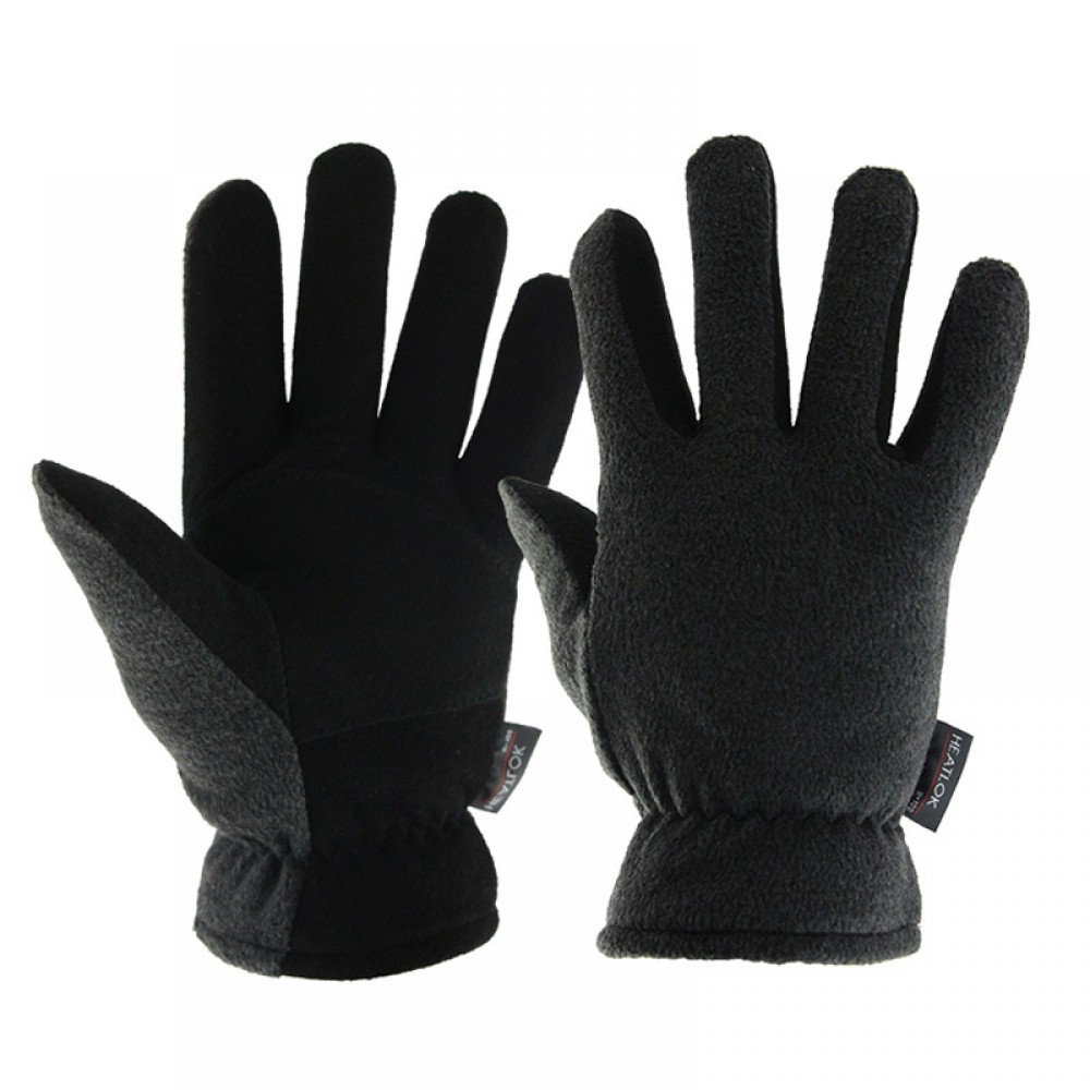 Winter Thick Buckskin Thermal Gloves in Gray and Black - SGHFY0014-GB