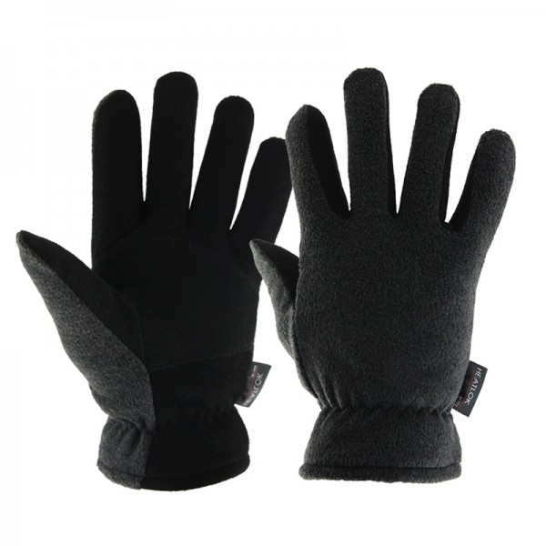 Winter Thick Buckskin Thermal Gloves in Gray and Black