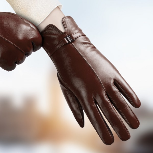 Winter Women's Windproof Thermal Gloves in Brown