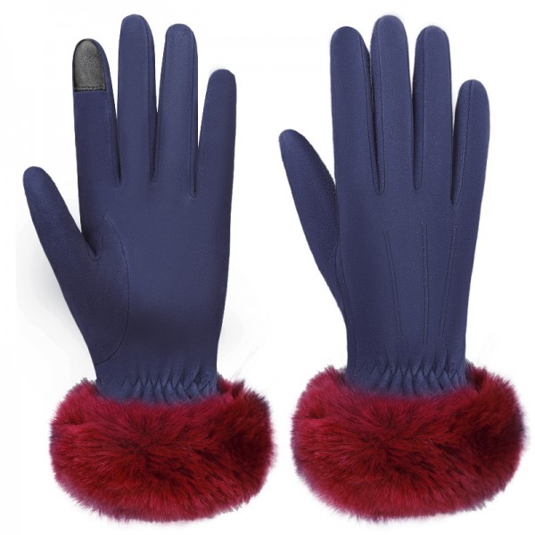 Deerskin Touch Screen Ladies Thermal Gloves in Purple