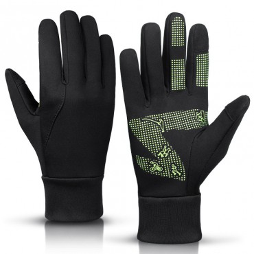 Touch Screen Waterproof Non-Slip Cycling Gloves in Black and Green