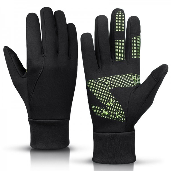 Touch Screen Waterproof Non-Slip Cycling Gloves in Black and Green