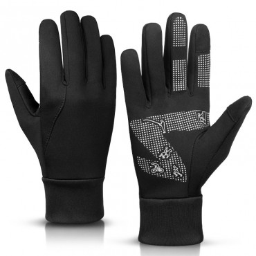 Touch Screen Waterproof Non-Slip Cycling Gloves in Black and Gray