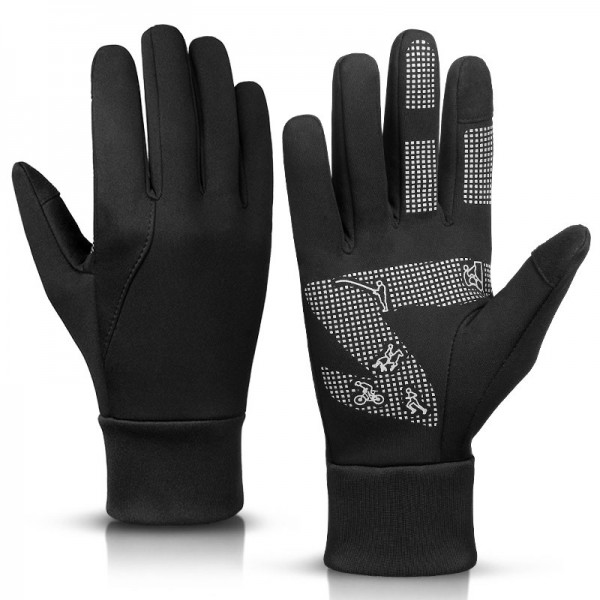 Touch Screen Waterproof Non-Slip Cycling Gloves in Black and Gray