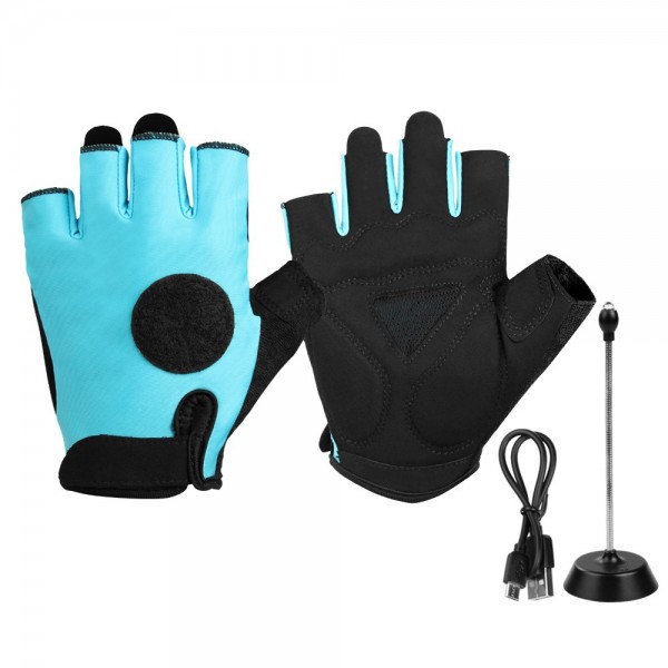 Blue Half Finger Outdoor Cycling Gloves with LED Light
