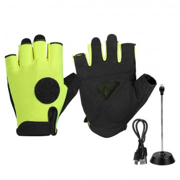 Green Half Finger Outdoor Cycling Gloves with LED Light