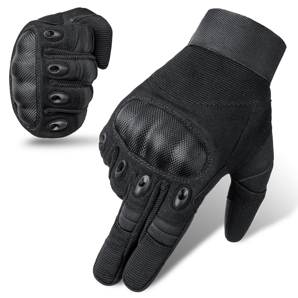Touch Screen Hard Shell Tactical Gloves in Black - SGHFY0028-B