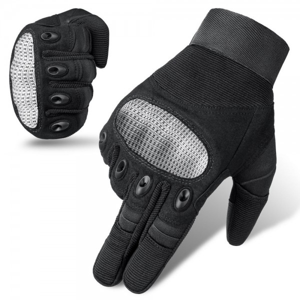 Touch Screen Hard Shell Tactical Gloves in Black and White