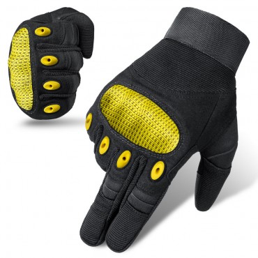 Touch Screen Hard Shell Tactical Gloves in Black and Yellow