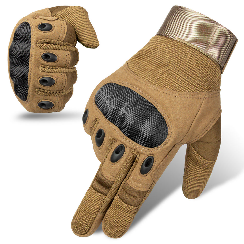 Touch Screen Hard Shell Tactical Gloves in Khaki - SGHFY0028-K