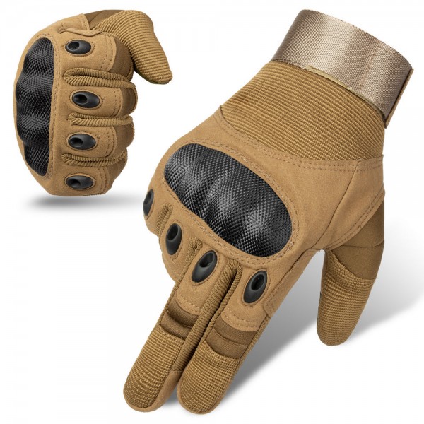 Touch Screen Hard Shell Tactical Gloves in Khaki