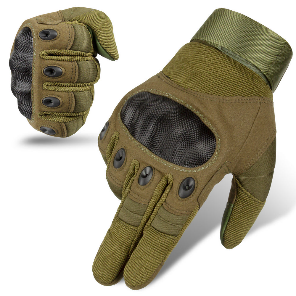 Touch Screen Hard Shell Tactical Gloves in Army Green - SGHFY0028-N
