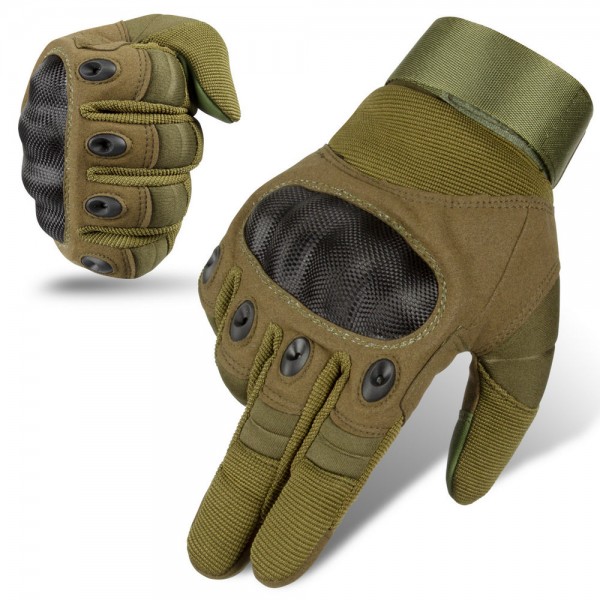 Touch Screen Hard Shell Tactical Gloves in Army Green