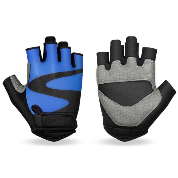 Men's Breathable Half Finger Cycling Gloves in Blue