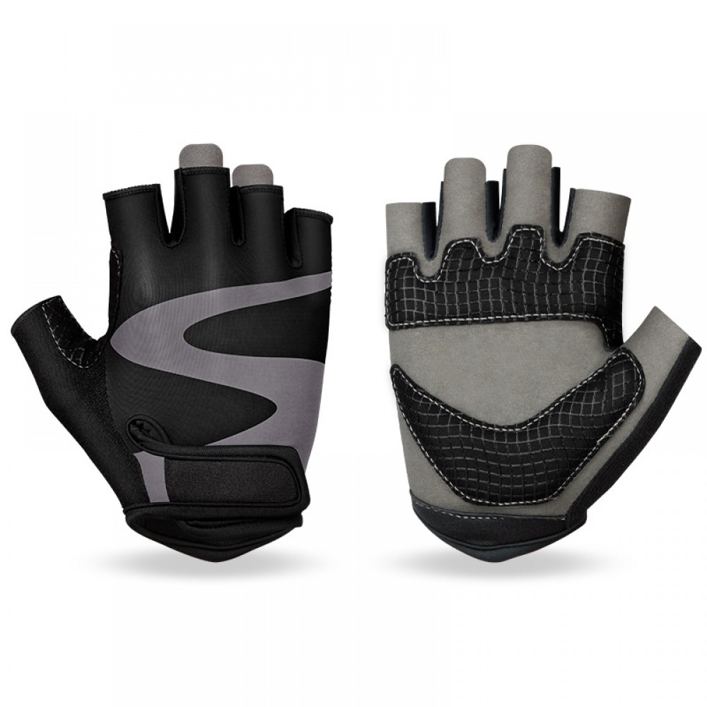 Womens Breathable Half Finger Cycling Gloves in Gray - SGHFY0030-G