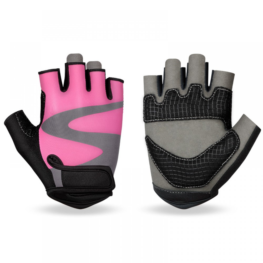 Womens Breathable Half Finger Cycling Gloves in Pink - SGHFY0030-P