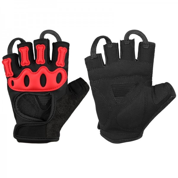 Men's Summer Half Finger Cycling Gloves in Red and Black