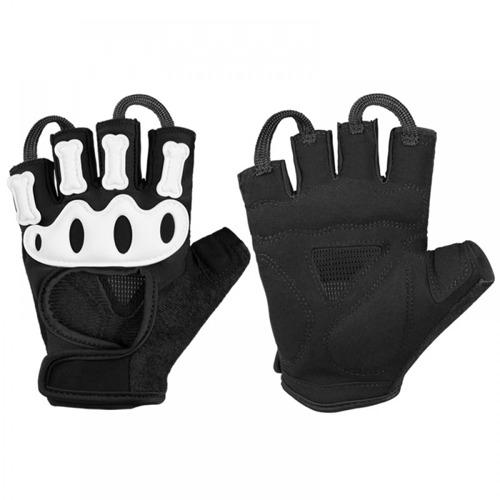 Mens Summer Half Finger Cycling Gloves in White and Black - SGHFY0033-BW