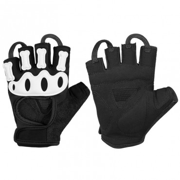 Men's Summer Half Finger Cycling Gloves in White and Black