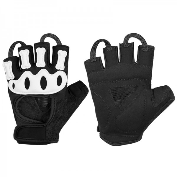 Men's Summer Half Finger Cycling Gloves in White and Black