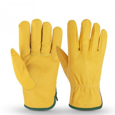 Sheepskin Abrasion-Resistant Work Gloves in Yellow