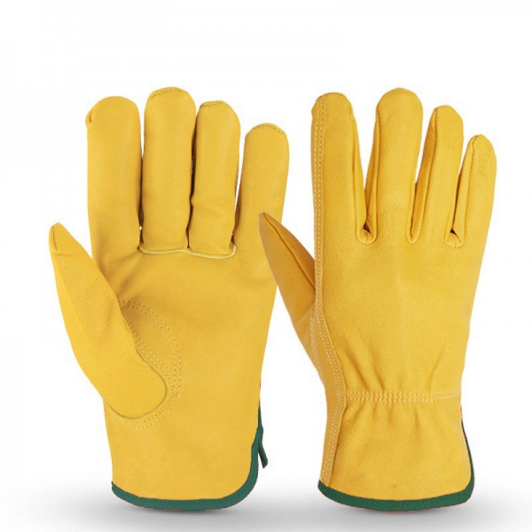 Sheepskin Abrasion-Resistant Work Gloves in Yellow