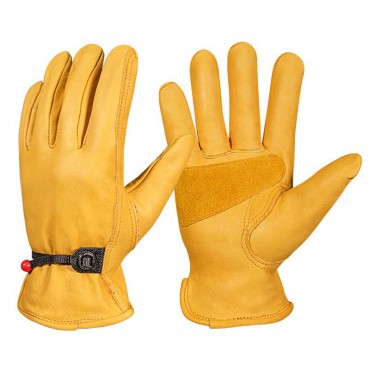 Leather Wear-Resistant Labor Protection Gloves in Yellow